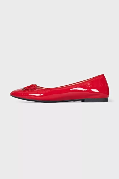 Red patent leather ballet flats