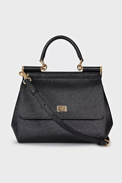 Black leather bag Sicily