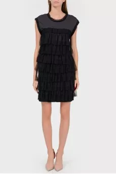 Dress with tiered ruffles on the front