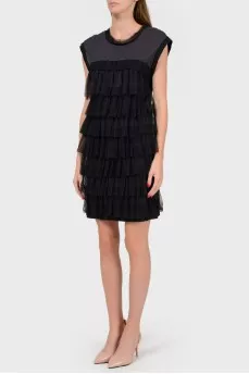 Dress with tiered ruffles on the front