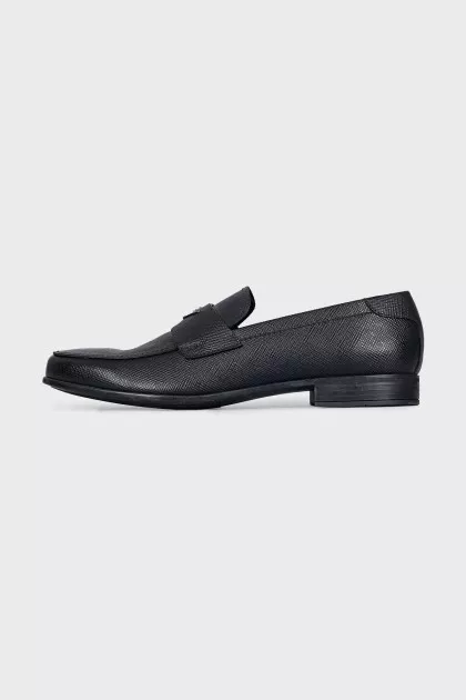 Men's black leather loafers