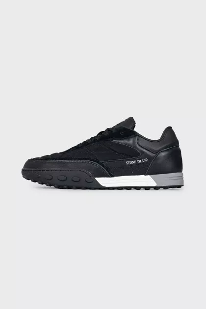 Leather and textile sneakers