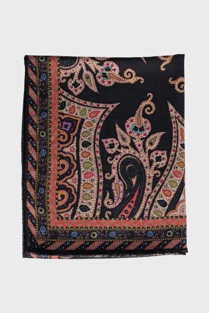 Cashmere and silk print scarf