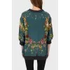Silk sweater with shortened sleeve