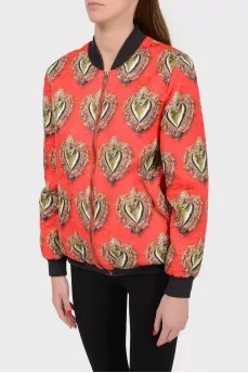 Red bomber with zipper pockets