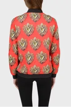 Red bomber with zipper pockets