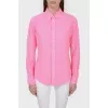 Pink shirt with blue embroidery