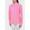 Pink shirt with blue embroidery