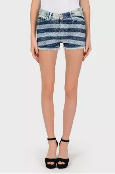 Denim shorts with rhinestones