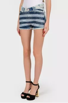 Denim shorts with rhinestones