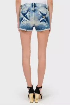 Denim shorts with rhinestones