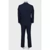 Male suit dark blue in blue-red and gray stripes