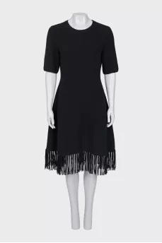 Cashmere dress decorated with fringe