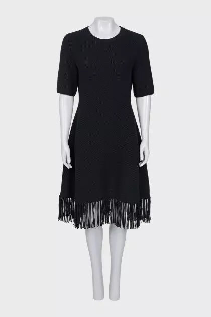 Cashmere dress decorated with fringe