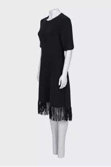 Cashmere dress decorated with fringe