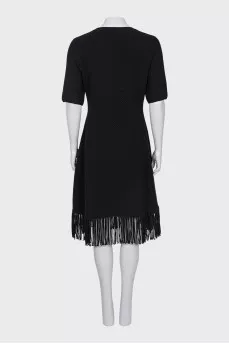 Cashmere dress decorated with fringe