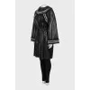 Leather coat with knitted elements