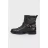 Ankle boots with rhinestones on the back