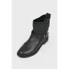 Ankle boots with rhinestones on the back