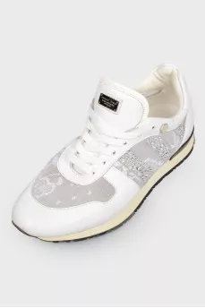 Lace-up sneakers with rhinestones