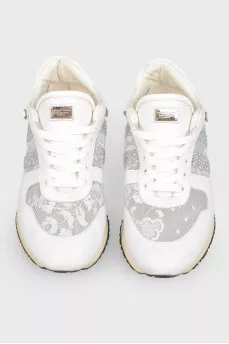 Lace-up sneakers with rhinestones