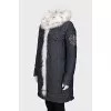 Denim parka with fur lining
