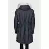 Denim parka with fur lining