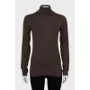 Brown cashmere and silk turtleneck