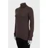 Brown cashmere and silk turtleneck