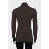 Brown cashmere and silk turtleneck