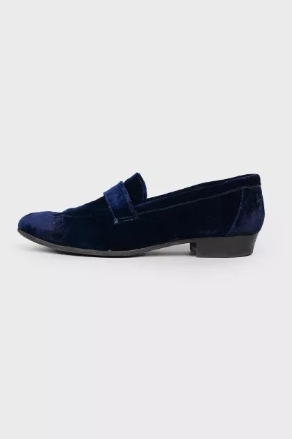 Faux distressed velor loafers