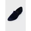 Faux distressed velor loafers