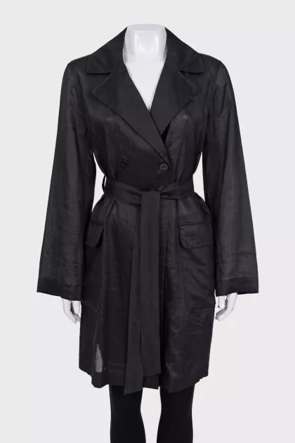 Cardigan with button and belt