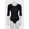 Silk bodysuit with short sleeves