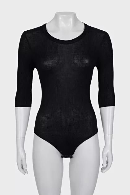 Silk bodysuit with short sleeves