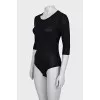 Silk bodysuit with short sleeves