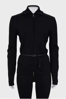 Woolen cardigan with belt