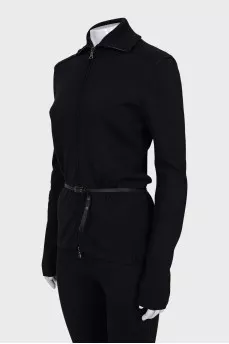 Woolen cardigan with belt