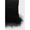 Transparent scarf with fox fur