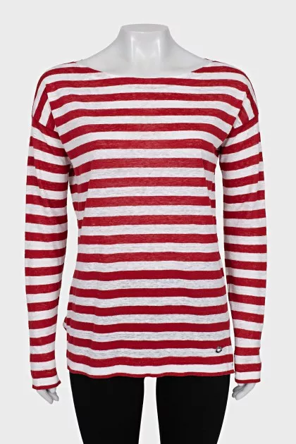 Straight long sleeve in red and white stripes