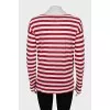 Straight long sleeve in red and white stripes