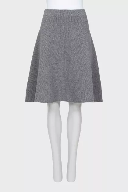 Knitted gray A-line skirt