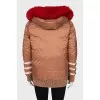 Down jacket decorated with fox fur