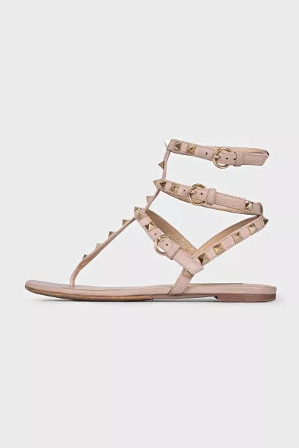 Beige Rockstud Sandals