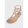 Beige Rockstud Sandals