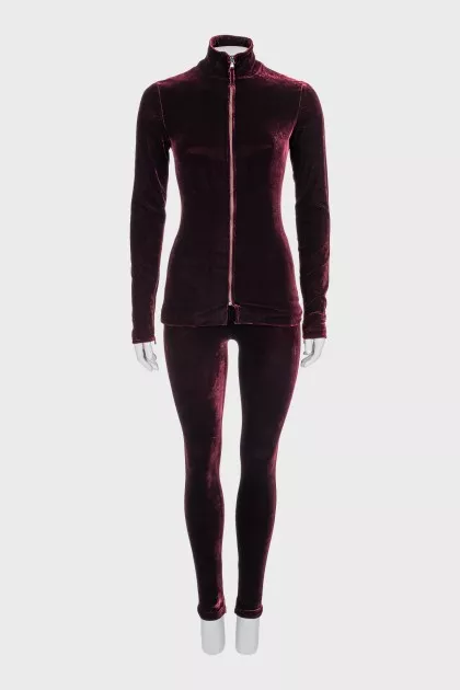 Velvet cardigan and trousers suit