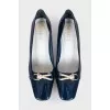 Blue shoes with stacked heels
