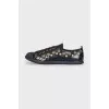 Leather sneakers with massive decor
