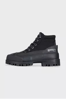 Rubber boots with textile inserts