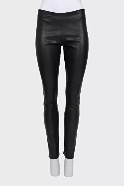 Leather pants with side zip